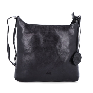 Kožená crossbody kabelka pro každý den Noelia Bolger materiál kůže zapínání na zip barva černá velikost malá NB 2404 C Zepředu