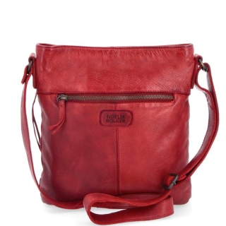 Kožená crossbody kabelka ve vintage stylu Noelia Bolger materiál kůže zapínání na zip barva červená velikost malá NB 2001 CV Zezadu