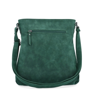 Stylová crossbody kabelka s čistým designem Tangerin materiál syntetická kůže zapínání na zip barva zelená velikost střední 1101 TZE Zezadu