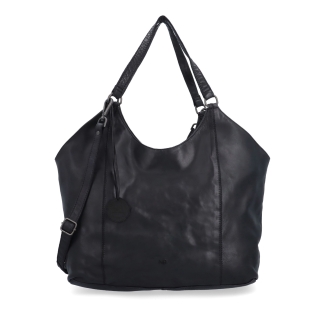 Velká kožená kabelka s uchy a crossbody popruhem Noelia Bolger materiál kůže zapínání na zip barva černá velikost velká NB 2429 C Zepředu