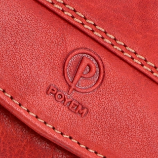 Dvouzipová kožená peněženka Poyem materiál kůže zapínání na cvoček barva červená velikost velká 5224 Poyem CV Logo