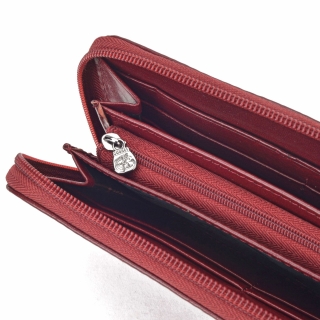 Kožená peněženka penál Cosset materiál kůže zapínání na zip barva vínová velikost velká 4492 Komodo BO Detail