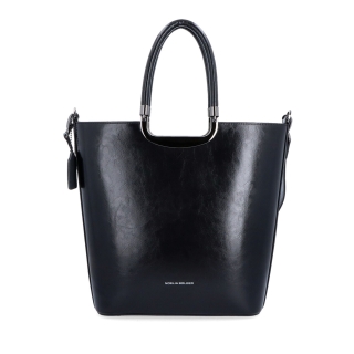 Velká kožená shopper kabelka Noelia Bolger materiál kůže zapínání na zip barva černá velikost velká NB 0093 C Zepředu
