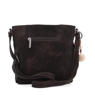 Stylová crossbody kabelka s odepínacím přívěskem Carmelo materiál syntetická kůže zapínání na zip barva hnědá velikost malá 4662 TH Zezadu