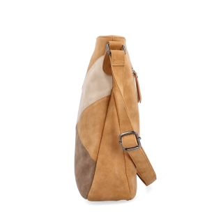 Crossbody kabelka s originálním designem Tangerin materiál syntetická kůže zapínání na zip barva koňaková velikost střední 1118 CAM Z boku