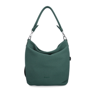 Městská kabelka stylu hobobag s odnímatelným popruhem Tangerin materiál syntetická kůže zapínání na zip barva zelená velikost střední 4367 ZE Zepředu