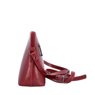 Minimalistická kožená crossbody kabelka na každý den Noelia Bolger materiál kůže zapínání na zip barva červená velikost malá NB 0116 TCV Z boku