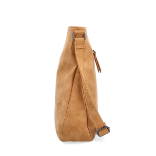 Stylová crossbody kabelka s čistým designem Tangerin materiál syntetická kůže zapínání na zip barva koňaková velikost střední 1101 CAM Z boku