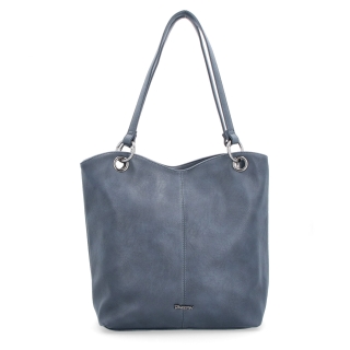 Velká shopper kabelka přes rameno Tangerin materiál syntetická kůže zapínání na zip barva modrá velikost velká 8025 TM Zepředu