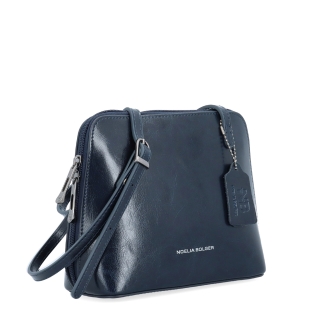 Kožená crossbody kabelka s promyšleným členěním Noelia Bolger materiál kůže zapínání na zip barva modrá velikost malá NB 0115 TM