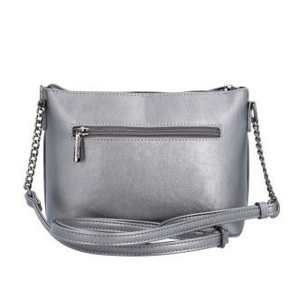 Společenská crossbody kabelka s řetízkem Le Sands materiál syntetická kůže zapínání na zip barva metalická velikost malá 7708 TI Zezadu