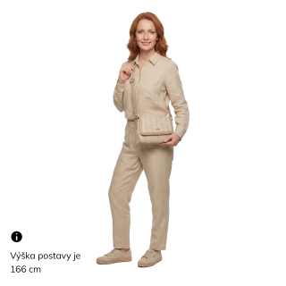 Crossbody kabelka s klopou ve straw stylu Le Sands materiál syntetická kůže zapínání s klopou barva béžová velikost malá 4618 BE Na postavě
