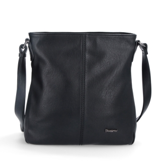 Crossbody kabelka s jednoduchým prošíváním Tangerin materiál syntetická kůže zapínání na zip barva černá velikost střední 8003 C Zepředu