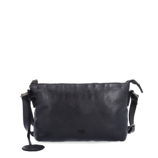 Kožená crossbody s čistými liniemi Noelia Bolger materiál kůže zapínání na zip barva černá velikost malá NB 2414 C Zepředu