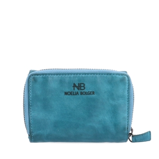 Kožená peněženka s kapsou na zip Noelia Bolger materiál kůže zapínání na cvoček barva tyrkysová velikost malá 5136 NB TYR Zezadu