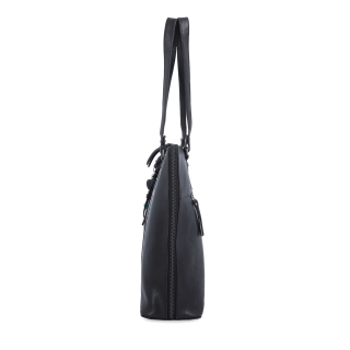 Větší kožená kabelka přes rameno s přívěskem Noelia Bolger materiál kůže zapínání na zip barva černá velikost velká NB 3112 C Z boku