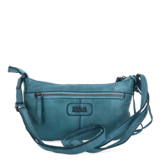 Malá elegantní kožená crossbody kabelka Noelia Bolger materiál kůže zapínání na zip barva tyrkysová velikost malá NB 2420 TYR Zezadu