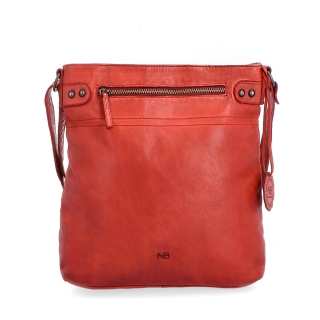 Kožená vintage crossbody s kapsami Noelia Bolger materiál kůže zapínání na zip barva červená velikost střední NB 2006 CV Zepředu