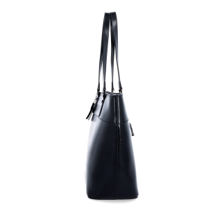 Kožená shopper kabelka Noelia Bolger materiál kůže barva černá velikost velká NB 0076 C Z boku
