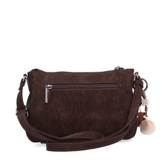 Elegantní malá crossbody kabelka Carmelo materiál syntetická kůže zapínání na zip barva hnědá velikost malá 4666 H Zezadu