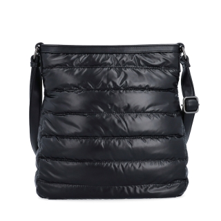 Moderní dámská kabelka z nadýchaného nylonu Carmelo materiál nylon zapínání na zip barva černá velikost střední 4382 C Zepředu
