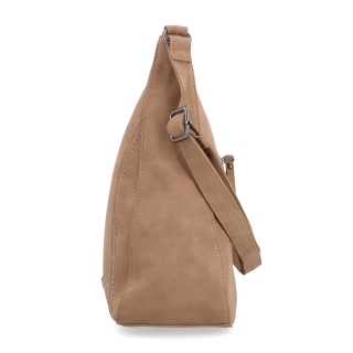 Crossbody syntetická kabelka s prošitím Tangerin materiál syntetická kůže zapínání na zip barva béžová velikost střední 1104 MO Z boku