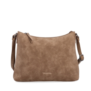 Dámská elegantní crossbody kabelka Tangerin materiál syntetická kůže zapínání na zip barva taupe velikost malá 1110 T Zepředu