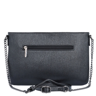 Elegantní crossbody kabelka s jemným leskem Le Sands materiál syntetická kůže zapínání na zip barva černá velikost malá 4608 C Zezadu