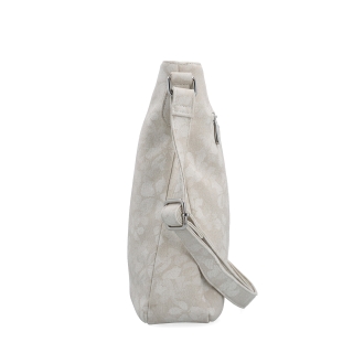 Crossbody kabelka s jemným květinovým vzorem Carmelo materiál syntetická kůže zapínání na zip barva béžová velikost střední 4601 BE Z boku
