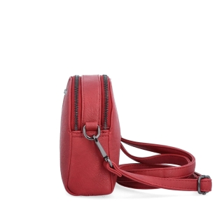 Malá crossbody kabelka svýrazným popruhem Tangerin materiál syntetická kůže zapínání na zip barva červená velikost malá 8044 CV Z boku