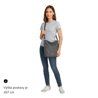 Stylová kabelka ze syntetického materiálu Tangerin materiál syntetická kůže zapínání na zip barva hnědá velikost střední 1105 TH Na postavě