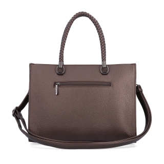 Dámská kabelka s odnímatelným crossbody popruhem Le Sands materiál syntetická kůže zapínání na zip barva metalická velikost střední 4648 BR Zezadu