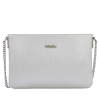 Elegantní crossbody kabelka s jemným leskem Le Sands materiál syntetická kůže zapínání na zip barva béžová velikost malá 4608 PRL Zepředu
