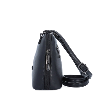 Praktická crossbody kabelka s děleným vnitřkem Le Sands materiál syntetická kůže zapínání na zip barva černá velikost malá 7723 C Z boku