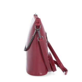 Elegantní kožená crossbody s řetízkem Noelia Bolger materiál kůže zapínání na zip barva červená velikost malá NB 0048 TCV Z boku