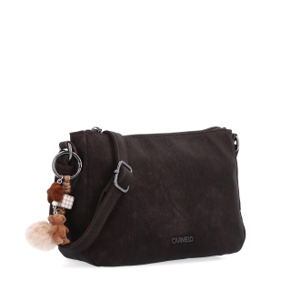 Elegantní malá crossbody kabelka Carmelo materiál syntetická kůže zapínání na zip barva hnědá velikost malá 4666 TH