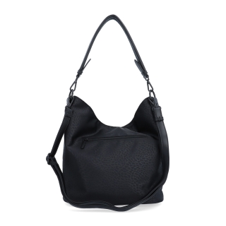 Elegantní dámská kabelka se dvěma popruhy Carmelo materiál nylon zapínání na zip barva černá velikost střední 6603 C LE Zezadu