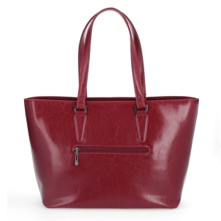 Shopper kabelka přes rameno Noelia Bolger materiál kůže zapínání na zip barva červená velikost velká NB 0047 TCV Zezadu