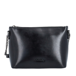 Elegantní crossbody kabelka s řetízkem Le Sands materiál syntetická kůže zapínání na zip barva černá velikost malá 4379 C Zepředu