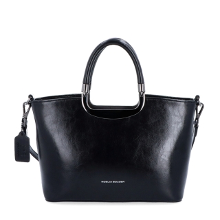 Malá kabelka do ruky z kůže Bycast Noelia Bolger materiál kůže zapínání na zip barva černá velikost střední NB 0095 C Zepředu