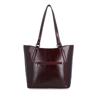 Syntetická shopper kabelka s přívěskem Le Sands materiál syntetická kůže zapínání na zip barva vínová velikost velká 4643 BO Zezadu