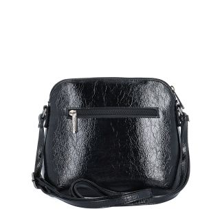 Designová crossbody vintage kabelka se strukturovaným vzorem Le Sands materiál syntetická kůže zapínání na zip barva černá velikost malá 4371 C Zezadu