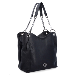 Elegantní kožená kabelka s uchy s řetízkem Noelia Bolger materiál kůže zapínání na zip barva černá velikost velká NB 3001 C