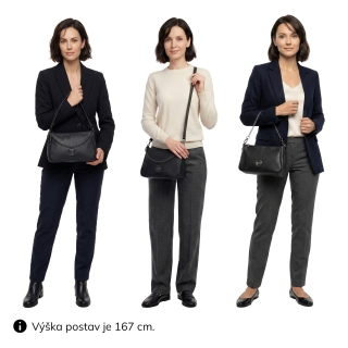 Kožená crossbody kabelka se stříbrným řetízkem Noelia Bolger materiál kůže zapínání na zip barva černá velikost malá NB 3015 C Na postavě