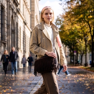 Stylová crossbody kabelka s třásněmi Carmelo materiál syntetická kůže zapínání na zip barva hnědá velikost střední 4674 TH Lifestyle