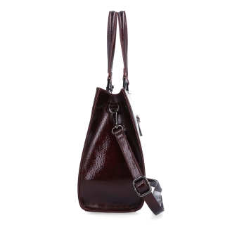Kabelka do ruky s odnímatelným crossbody popruhem a přívěskem Le Sands materiál syntetická kůže zapínání na zip barva vínová velikost střední 4638 BO Z boku