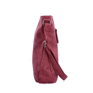 Stylová crossbody kabelka s čistým designem Tangerin materiál syntetická kůže zapínání na zip barva vínová velikost střední 1101 BO Z boku