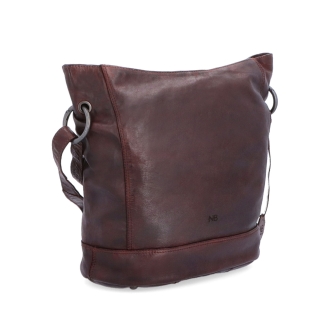 Kožená crossbody kabelka s designovým prošitím Noelia Bolger materiál kůže zapínání na zip barva vínová velikost střední NB 2089 BO
