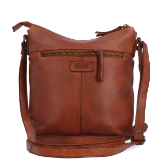 Crossbody kabelka v nadčasovém designu Noelia Bolger materiál kůže zapínání na zip barva koňaková velikost střední NB 2431 KO Zezadu