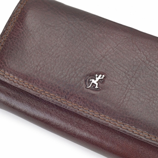 Stylová kožená peněženka Cosset materiál kůže zapínání na cvoček barva hnědá velikost střední 4510 Komodo H Logo